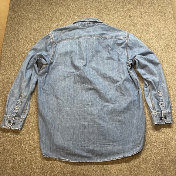LL Bean Mens Traditional Fit‎ Denim Workwear Shirt Long Sleeve L Tall Blue - Picture 4 of 8